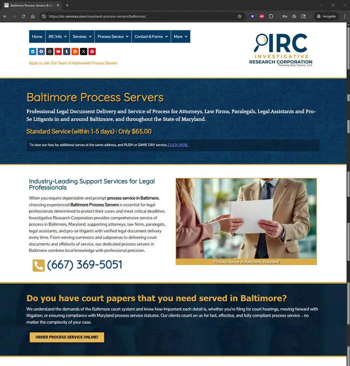 IRC Baltimore Process Servers