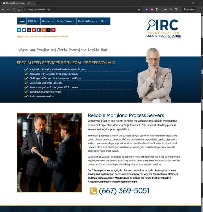 IRC Maryland Process Server Home Page